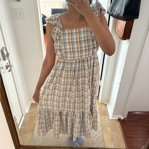 Plaid Ruffle Sleeve Maxi Dress - Picture 2 of 5